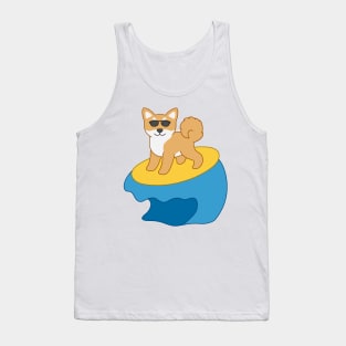 Shiba Inu on surfboard Tank Top